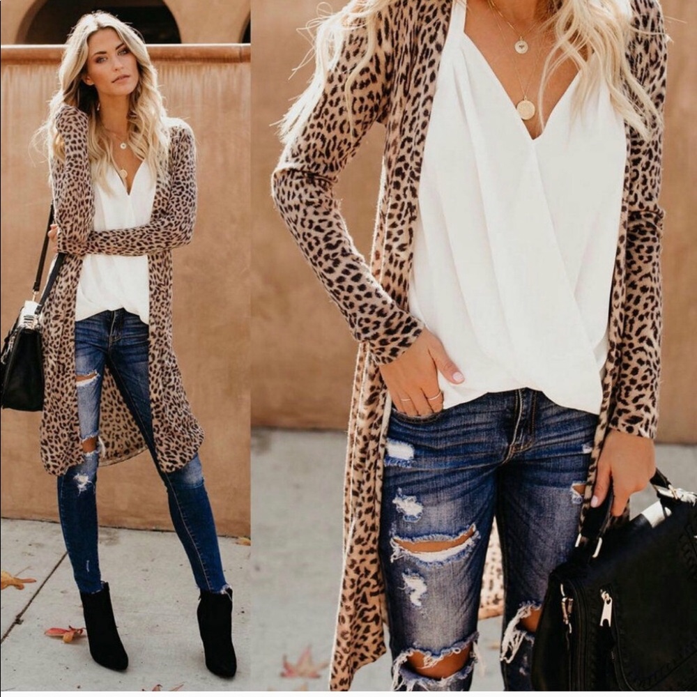🎉HP🎉1 left Leopard Print Long Cardigan/duster! - Picture 6 of 8